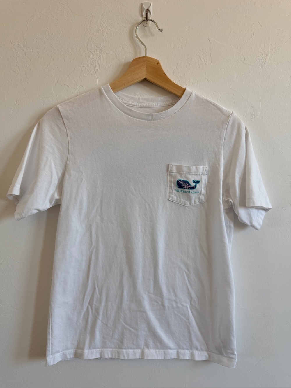 Vineyard Vines White Short Sleeve Pocket Tee with Blue Whale
